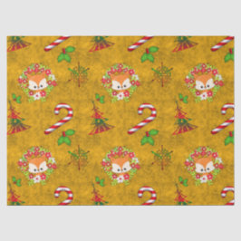 キュートなクリスマスキツネインリースクリスマス 薄葉紙