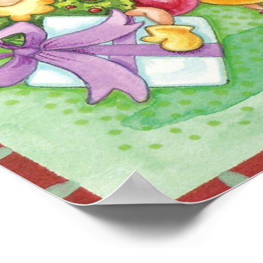 キュートなクリスマスキャタピラートレインとプレゼント ポスター (角)