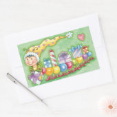 キュートなクリスマスキャタピラートレインとプレゼント 長方形シール (封筒)