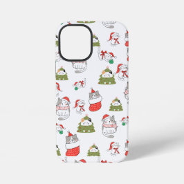 キュートなクリスマスキャットのパターン – 祝祭的なホリデーデザイン iPhone 12 MINIケース