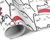 キュートなクリスマスキャットラッピング紙 ラッピングペーパー (ロールコーナー)