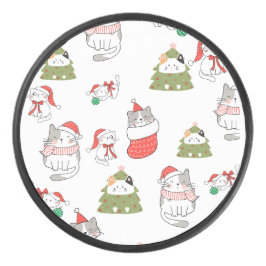 キュートなクリスマスキャット柄 - 祝祭的なホリデーデザイン アイスホッケーパック