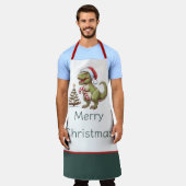 キュートなクリスマスキャンディの恐竜 エプロン (着用した状態)