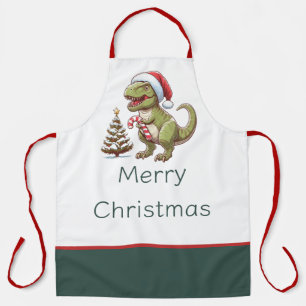 キュートなクリスマスキャンディの恐竜 エプロン