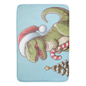 キュートなクリスマスキャンディの恐竜 バスマット (正面縦)