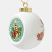 キュートなクリスマスキャンドルとキラキラ セラミックボールオーナメント (右)