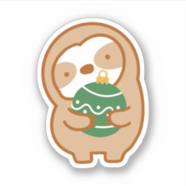 キュートなクリスマスグリーンのオーナメントスロース シール