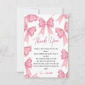 キュートなクリスマスコケット ピンクリボン ブライダルシャワー サンキューカード (正面)