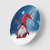 キュートなクリスマスサンタスノースター ラウンド壁時計 (傾斜)