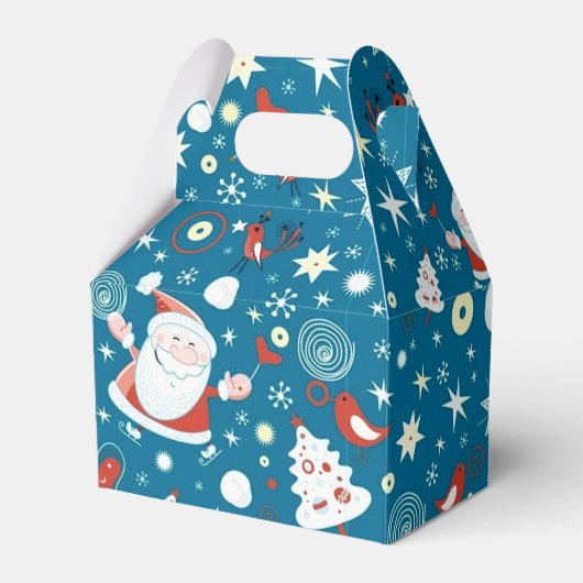 キュートなクリスマスサンタパタン切り妻お願い フェイバーボックス (正面サイド)