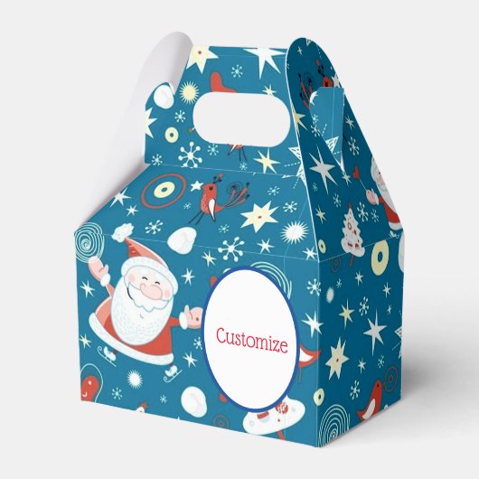 キュートなクリスマスサンタパターン切り妻 フェイバーボックス (正面サイド)