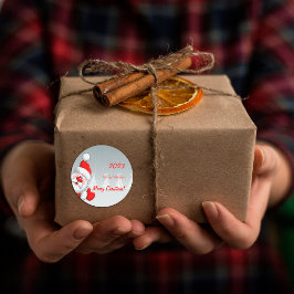 キュートなクリスマスサンタ ラウンドシール