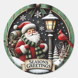 キュートなクリスマスシーズンのご挨拶 ラウンドシール