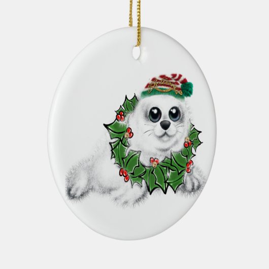 キュートなクリスマスシールアップフェスティバル北極動物 セラミックオーナメント (右)