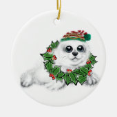 キュートなクリスマスシールアップフェスティバル北極動物 セラミックオーナメント (正面)