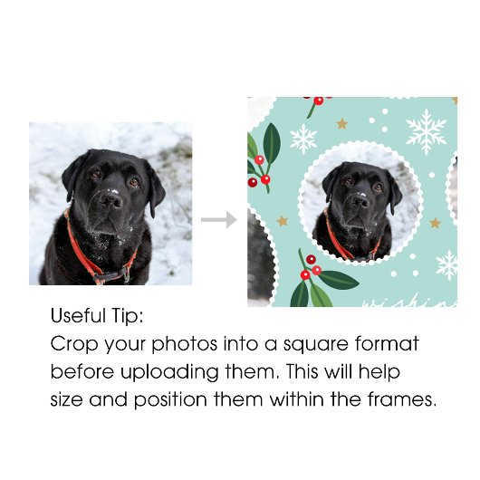 キュートなクリスマスジョイスノーフレーク写真コラージセット ラッピングペーパーシート