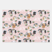 キュートなクリスマスジョイスノーフレーク写真コラージセット ラッピングペーパーシート (正面3)