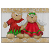 キュートなクリスマスジンジャーブレッドのガラス切り板 カッティングボード (正面)