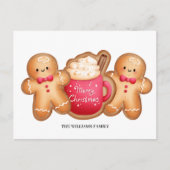 キュートなクリスマスジンジャーブレッドココア シーズンポストカード (正面)