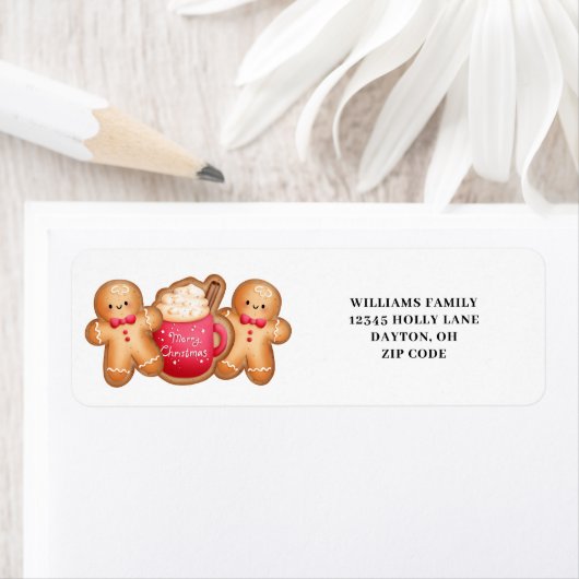 キュートなクリスマスジンジャーブレッドココア ラベル (インサイチュ)