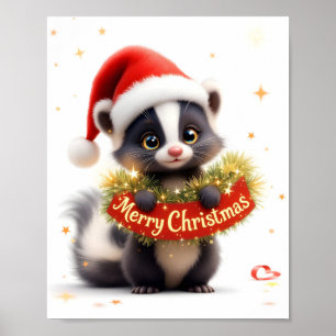 キュートなクリスマススクンクデジタル ポスター