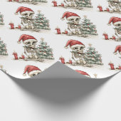 キュートなクリスマススケルトンとクリスマスツリー ラッピングペーパー (角)