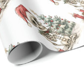 キュートなクリスマススケルトンとクリスマスツリー ラッピングペーパー (ロールコーナー)