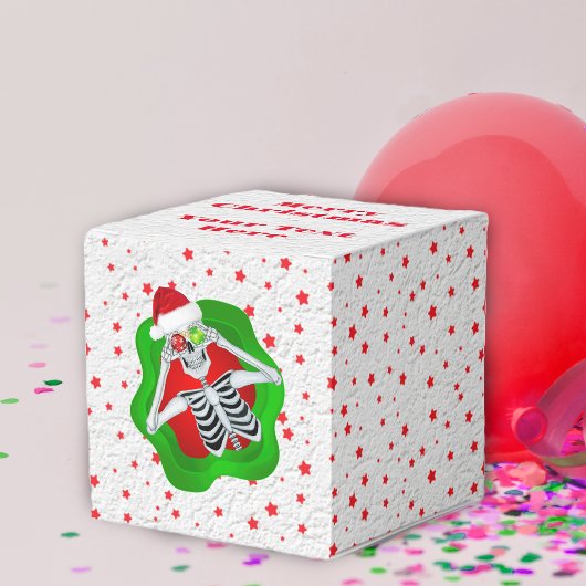 キュートなクリスマススケルトン帽子赤い星の白 フェイバーボックス