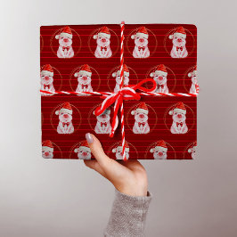 キュートなクリスマスストライプ豚の赤予測できな付き ラッピングペーパー