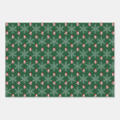 キュートなクリスマススノーフレークとペンギン柄 ラッピングペーパーシート (正面3)