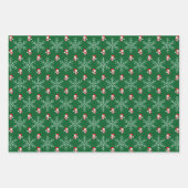 キュートなクリスマススノーフレークとペンギン柄 ラッピングペーパーシート (正面2)