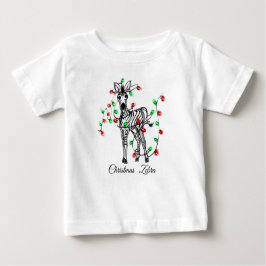 キュートなクリスマスゼブラレッド緑のキラキラ ベビーTシャツ