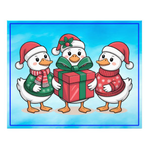 キュートなクリスマスダックス漫画アート–68105 フォトプリント