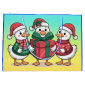 キュートなクリスマスダックス漫画アート–68105 ラージペーパーバッグ (裏面)