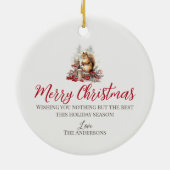 キュートなクリスマスチップムンクの森の森林動物 セラミックオーナメント (裏面)