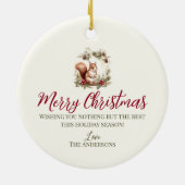 キュートなクリスマスチップムンクリースウッドランド動物 セラミックオーナメント (裏面)