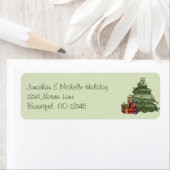 キュートなクリスマスツリーとギフトホリデーアドレス ラベル (インサイチュ)