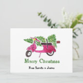 キュートなクリスマスツリーとレッドスクーター シーズンカード (スタンド正面)
