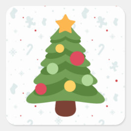 キュートなクリスマスツリーの正方形のステッカー スクエアシール