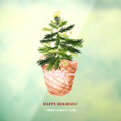 キュートなクリスマスツリーの水色のバスケット冬 ウィンドウサイン (シート3)