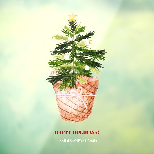 キュートなクリスマスツリーの水色のバスケット冬 ウィンドウサイン (シート3)