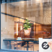 キュートなクリスマスツリーの水色のバスケット冬 ウィンドウサイン (カフェ窓)