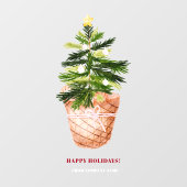 キュートなクリスマスツリーの水色のバスケット冬 ウィンドウサイン (シート)