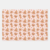 キュートなクリスマスツリーの鐘のジンジャーブレッドのパターン ラッピングペーパーシート (正面3)