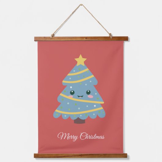 キュートなクリスマスツリーぶら下がったのタペストリー 吊り下げ型タペストリー (正面)