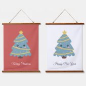 キュートなクリスマスツリーぶら下がったのタペストリー 吊り下げ型タペストリー (ダブル)