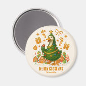 キュートなクリスマスツリーグース | 休日冷蔵庫 マグネット (正面/裏面)