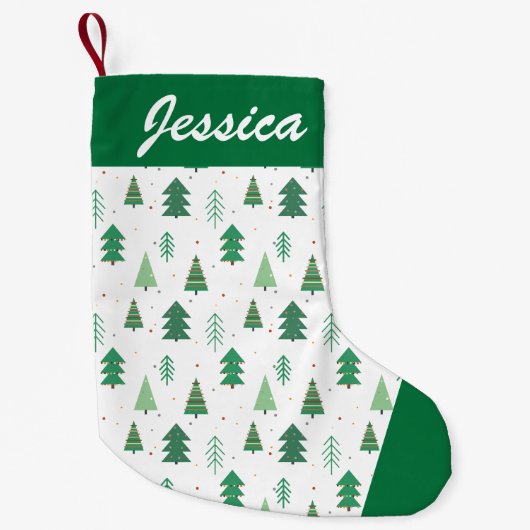 キュートなクリスマスツリーパターン スモールクリスマスストッキング (正面)