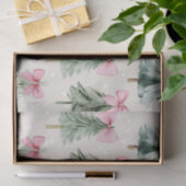 キュートなクリスマスツリーピンクの弓パターン 薄葉紙 (ギフト)