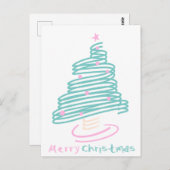 キュートなクリスマスツリーピンクグリーン渦巻形の ポストカード (正面/裏面)